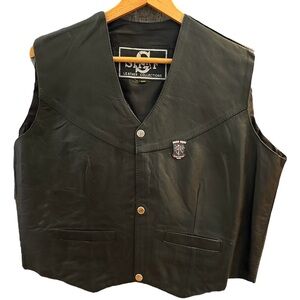 Milwaukee Leather SHAF Men’s Leather Vest XXL Black Snaps Pockets See Photos